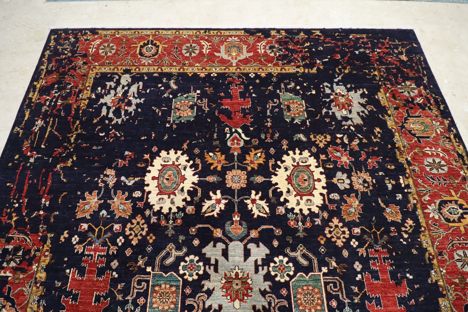 Moderner Serapi 10x13Ft Hochwertiger marineblauer Teppich | Etsy