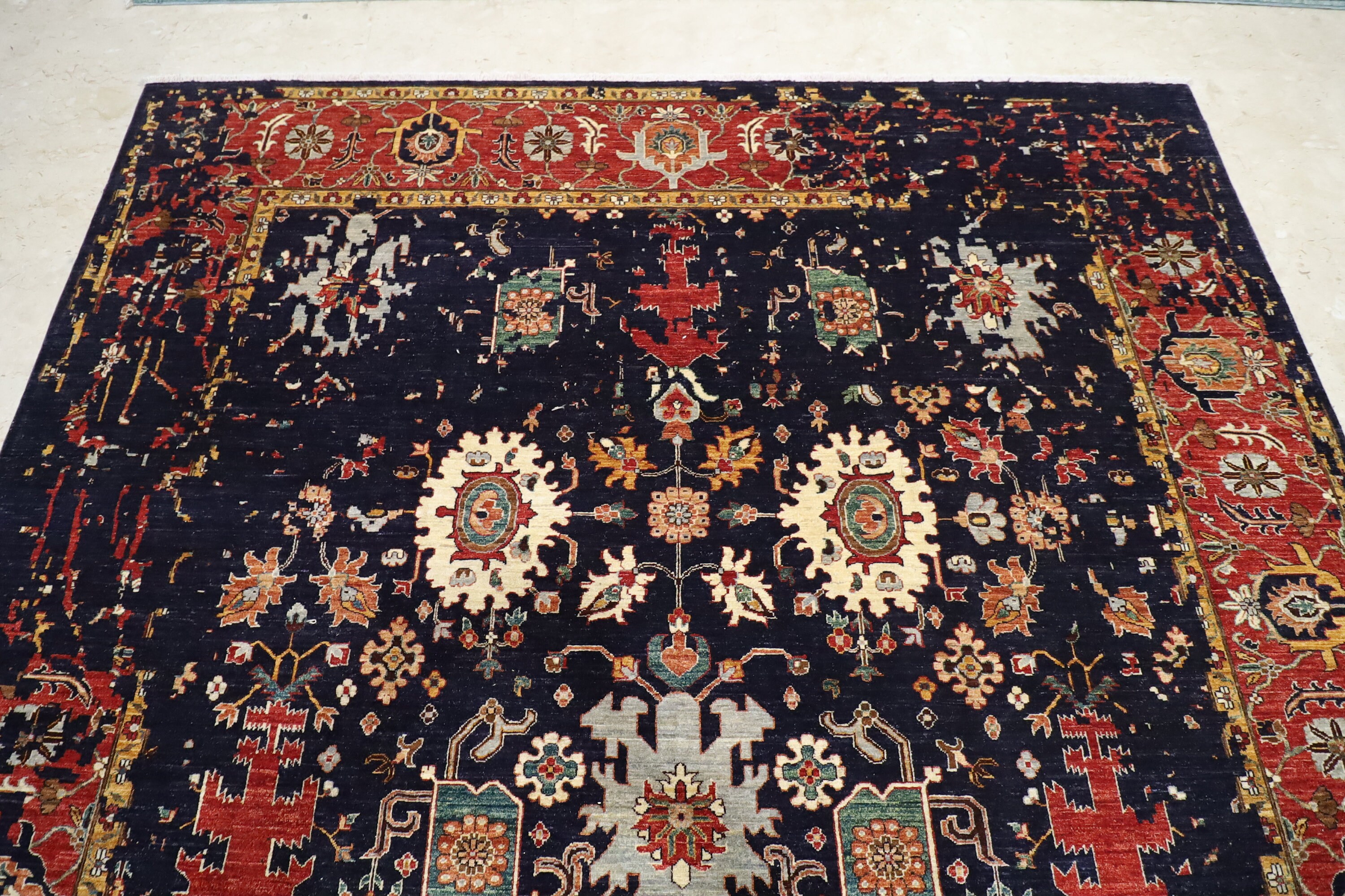 Moderner Serapi 10x13Ft Hochwertiger marineblauer Teppich | Etsy