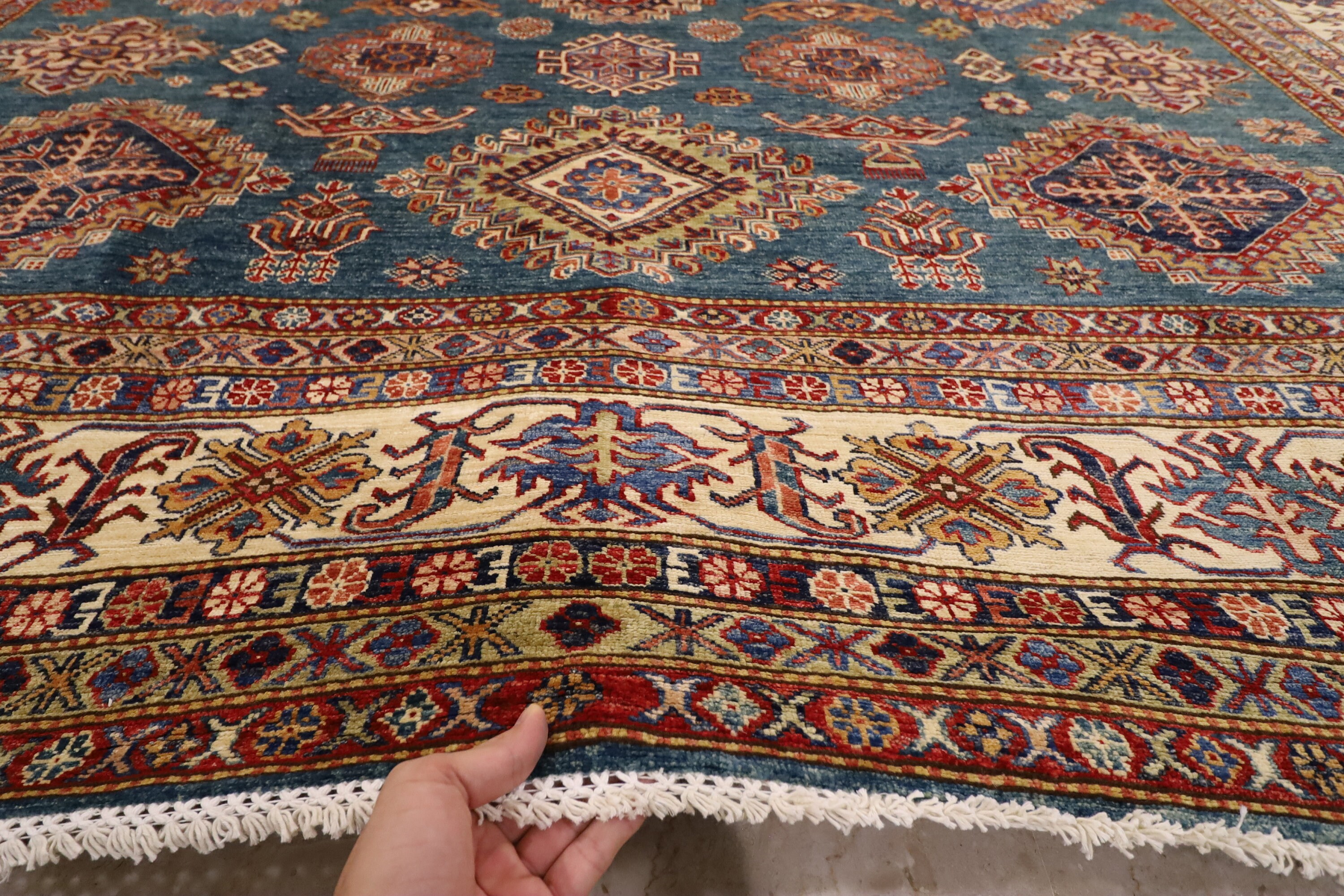 10x14 Green Area Rug Afghan kazak Hand Knotted Rug 300x400 Etsy