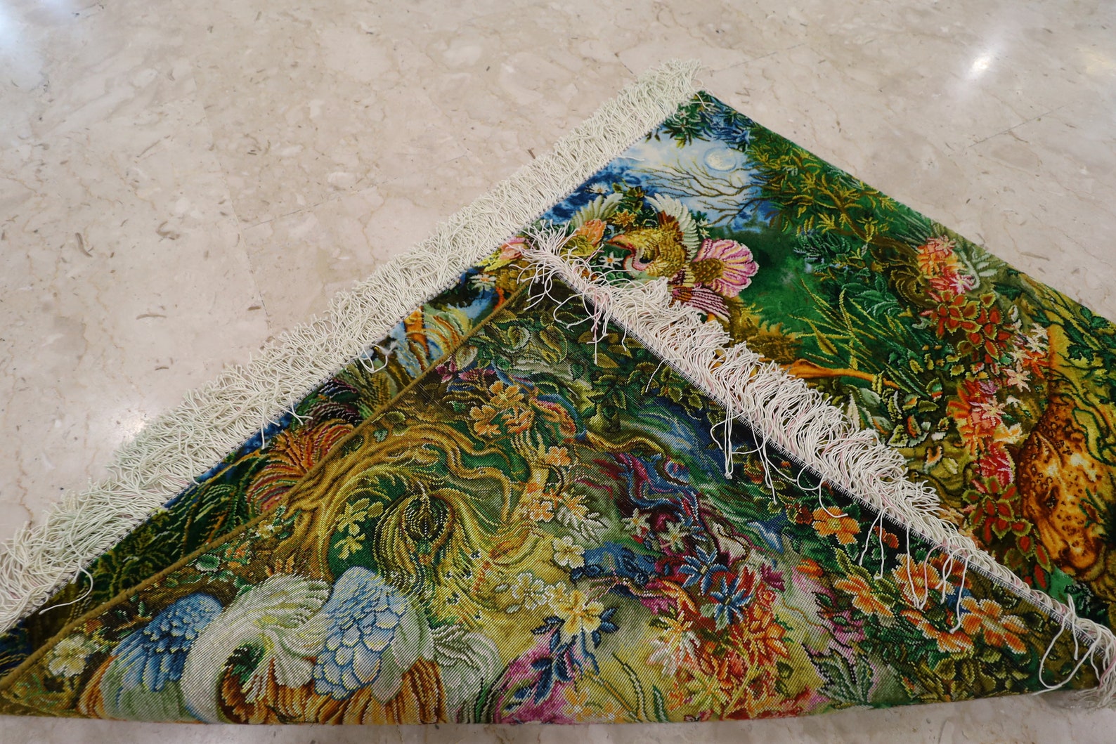 3.4x2.4 Fine Hand Knotted Wall Hanging Rug Wool / Silk Natural Etsy