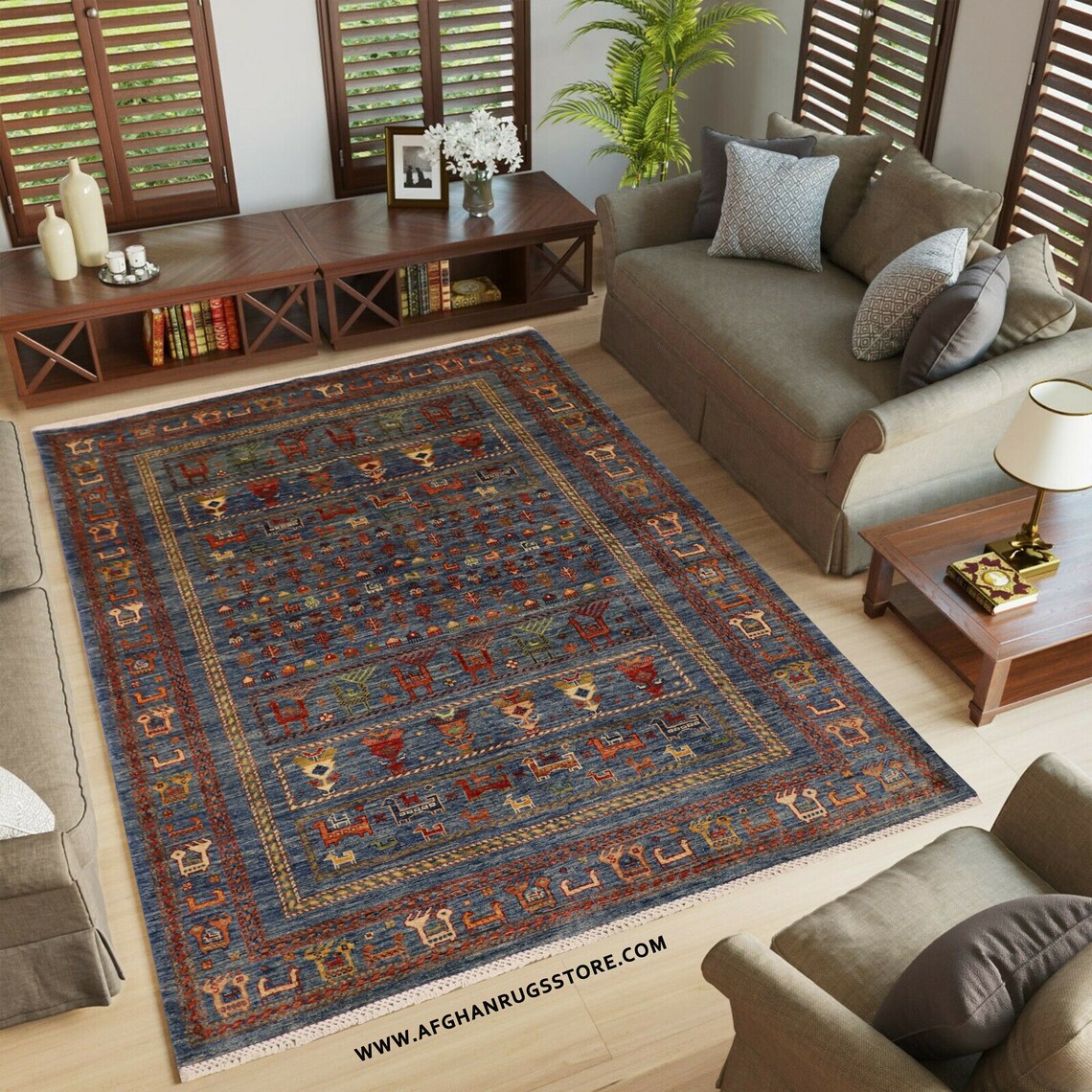 Animal Design 5x6.9 Area Rug Oriental rug Afghan Hand Etsy