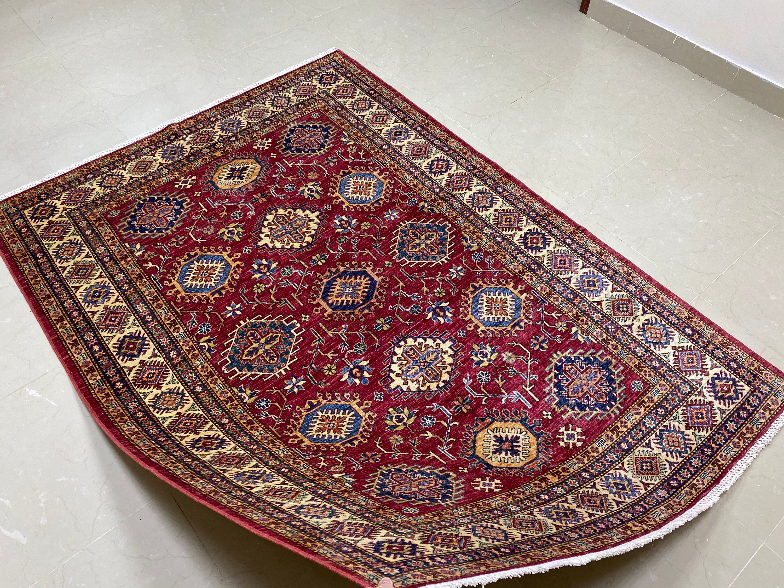 Red Kazak 6x9 ft Area Rug afghan Hand Knotted Rug Bedroom Etsy