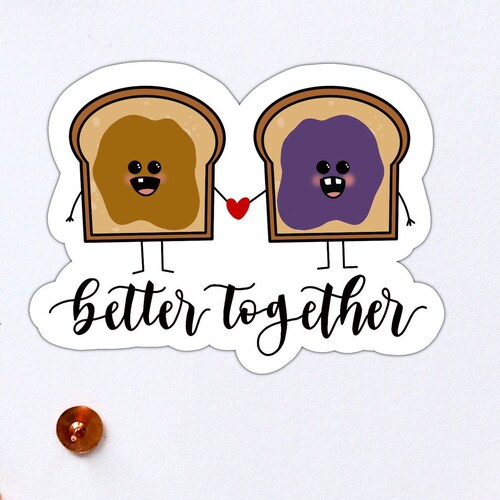 Peanut Butter Jelly Food Sticker PB and J Food Puns Food Etsy