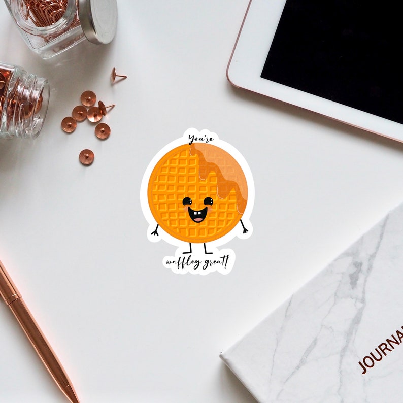 You\u2019re Awfully Great Waffle Breakfast Lover Funny Food Pun Vinyl Sticker