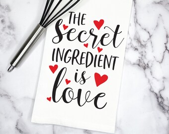 Hand Towel 100/% Cotton Spices The Secret Ingredient Is Always Cheese Gift Flour Sack Kitchen Tea Towel Dish Lint Free Love