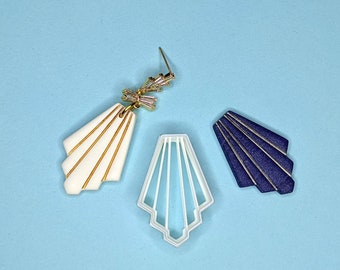 Art deco style cutter, retro style design cutters for dangle earrings , polymer clay cutter - embossing cutter in retro shape