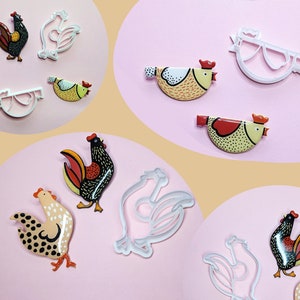 Chicken clay cutter  - chicken cookie cutters - polymer clay tools - rooster cutter for brooch / chicken cutter