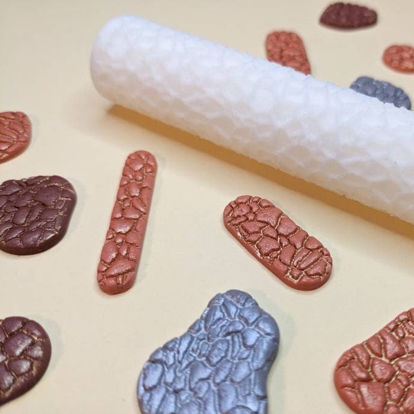 Polymer clay texture roller with stone pattern - stone texture roller - pebbles roller