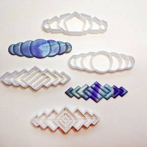 Polymer clay cutters clay tools emboss barrettes rectangle, circle, rhombus. hexagonal barrettes image 7