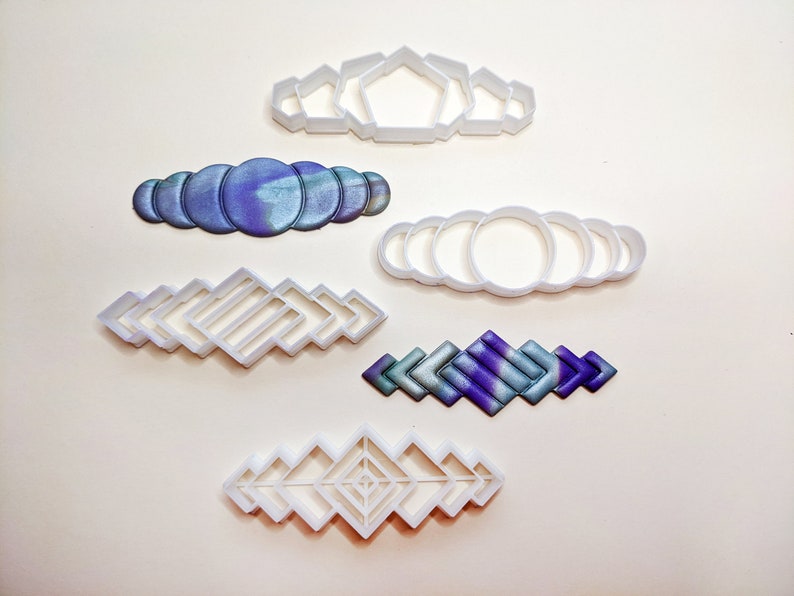 Polymer clay cutters clay tools emboss barrettes rectangle, circle, rhombus. hexagonal barrettes image 7