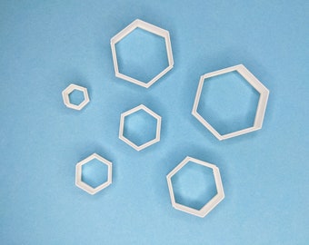 Polymer clay cutters - tools - hexagonal cutter - more sizes