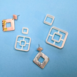 Polymer clay cutters - clay makers tools - two types of square cutters - square shape - geometric set of cutters