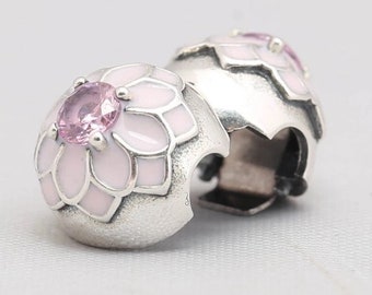 New Blooming Dahlia Clip CharmS925 Sterling Silver fully stampedBeads,Charms