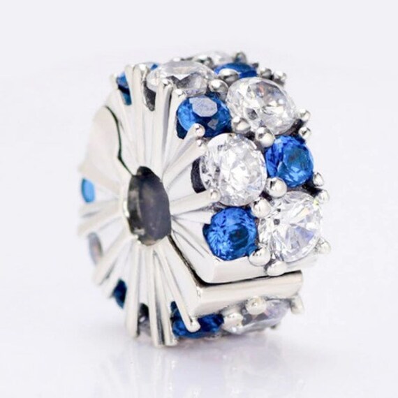 Solid 925 Sterling Silver Wrapped Present with Clear Crystals Charm Bead Solid 925 Sterling Silver Wrapped Present with Clear Crystals Charm Bead