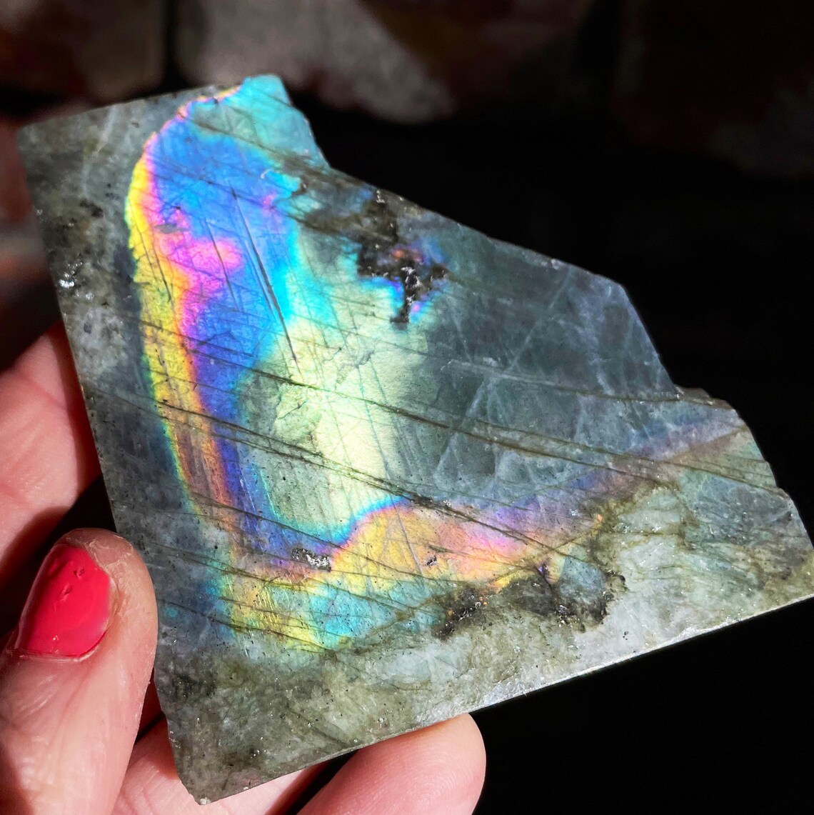 High Quality Rainbow Sunset Labradorite Raw Crystal Slab Rough Etsy