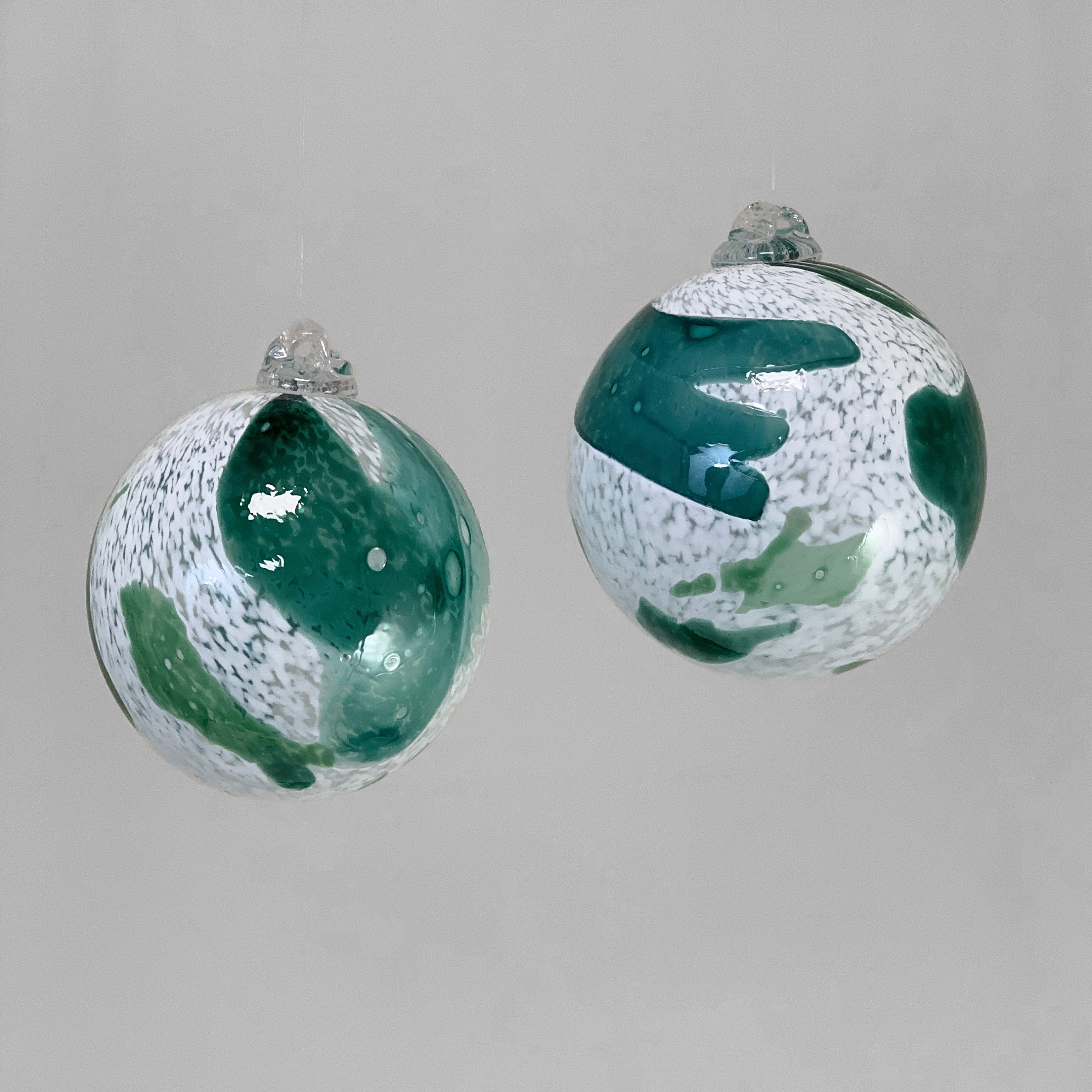 Hand blown glass bauble Green shard Etsy