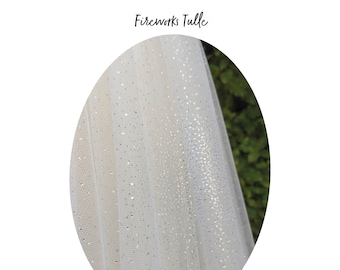 FIREWORKS Sparkle Tulle - Veil Fabric Sample (Ivory & Silver) | CUSTOM Veils Available | Lovingly Handmade in Melbourne, Australia