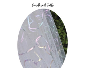 SWEETHEARTS Heart Sparkle Tulle - Muestra de tela de velo (blanco y arcoíris) / Velos PERSONALIZADOS disponibles / Amorosamente hechos a mano en Melbourne, Australia