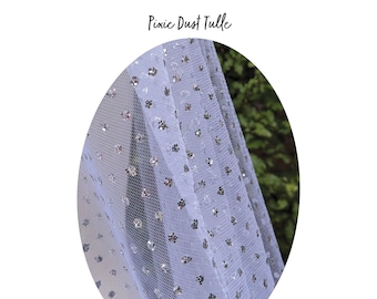 PIXIE DUST Dot Spot Glitter Tulle - Veil Fabric Sample (White, Champagne or Pink) | CUSTOM Veils Available | Handmade in Melbourne Australia