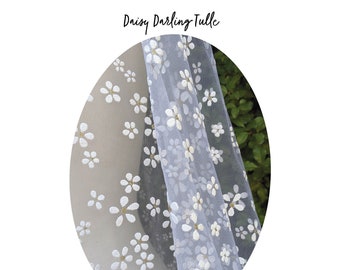 DAISY DARLING Floral Tulle - Veil Fabric Sample (White or Pink) | CUSTOM Veils Available | Lovingly Handmade in Melbourne, Australia