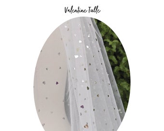 VALENTINE Heart Tulle - Veil Fabric Sample (Ivory & Silver / Gold) | CUSTOM Veils Available | Lovingly Handmade in Melbourne, Australia