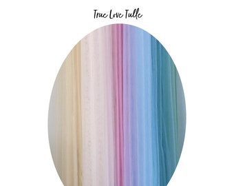 TRUE LOVE Tul nupcial - Muestras de tela de velo (blanco, marfil, ostra, champán, rubor, rosa, rojo, púrpura, azul, verde, gris) / Colores PERSONALIZADOS