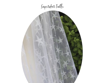 SUPERSTAR Star Sparkle Tulle - Muestra de tela de velo (blanco o rosa) / Velos PERSONALIZADOS disponibles / Amorosamente hechos a mano en Melbourne, Australia