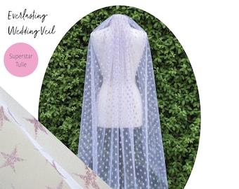 SUPERSTAR Sparkle Star Wedding Veil (White & Pink or All White) | Handmade in Melbourne, Australia | Custom Veils Available