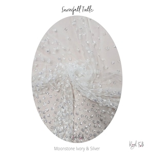 NEW SNOWFALL Sequin Tulle Veil Fabric Sample Ivory & Silver CUSTOM Veils Available Lovingly Handmade in Australia image 2