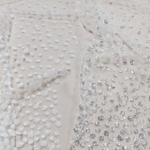 NEW SNOWFALL Sequin Tulle Veil Fabric Sample Ivory & Silver CUSTOM Veils Available Lovingly Handmade in Australia image 4