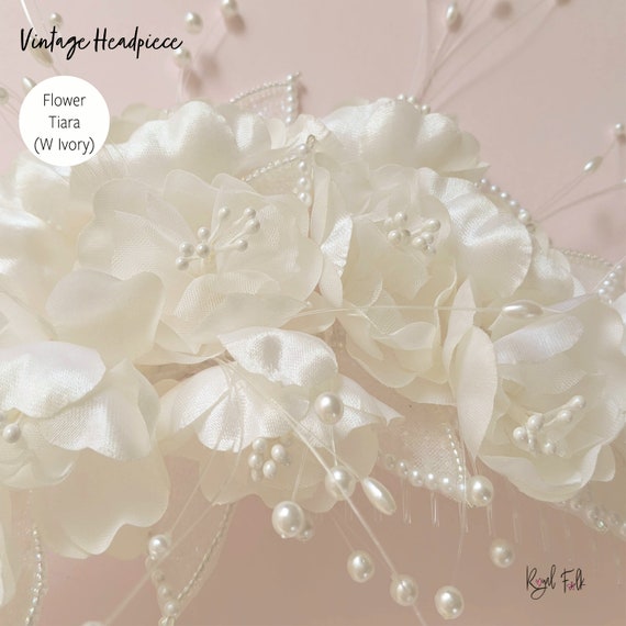 VINTAGE Flower Crown Headpiece (Warm Ivory) | BRA… - image 2
