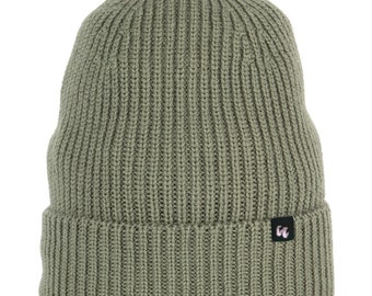 100% Merino Wool Beanie Chunky Knitted Winter Hat