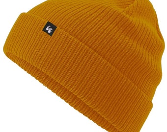 Cappello a cuffia in cotone organico al 100% - Colore senape Cappello invernale