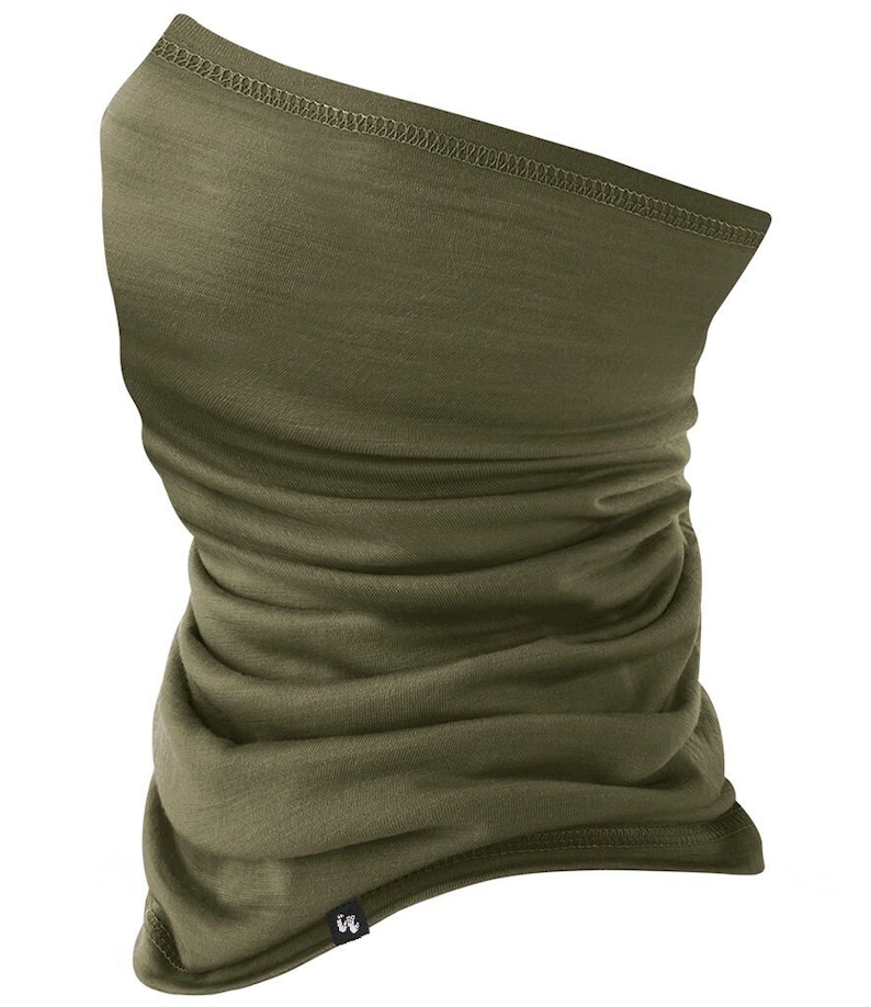 100% Merino Wolle Snood Halswärmer Schlauchschal Grün