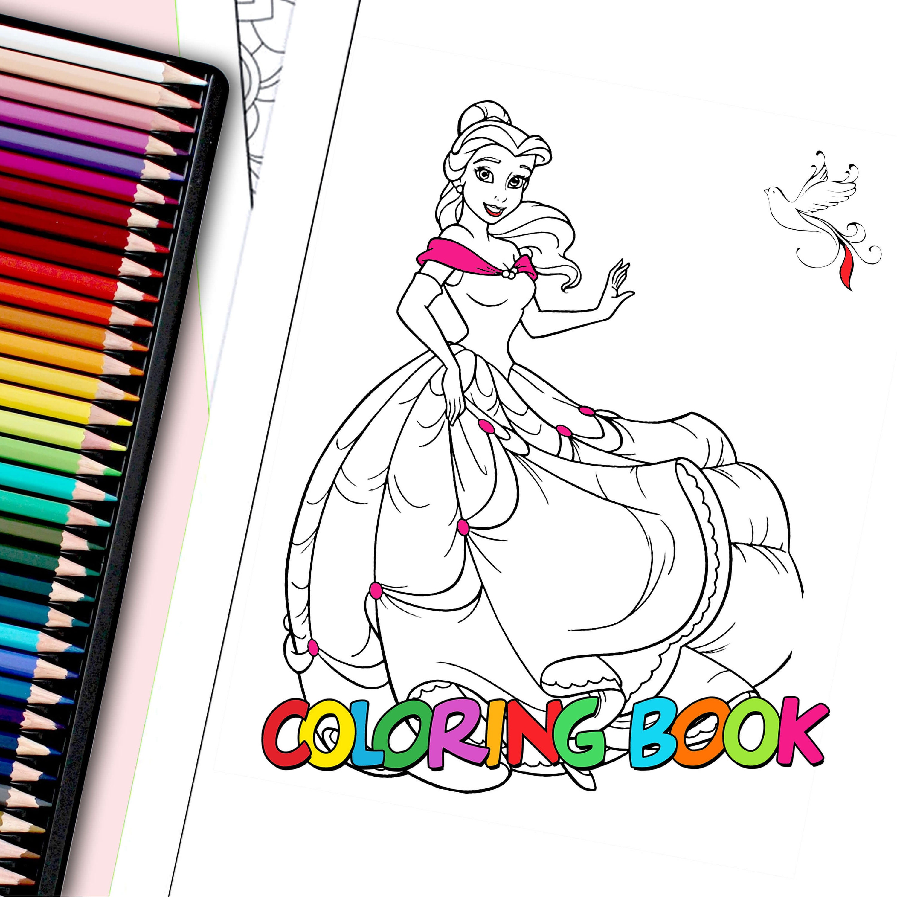 Princess Coloring Set of 70 Coloring Pages For Kids Best | Etsy