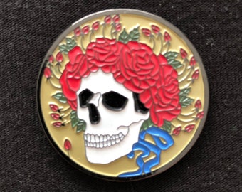 Bertha - Skull & Scarlet Begonias - Enamel Pin