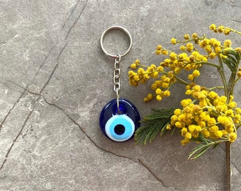 Evil Eye Keychain, Handmade Blue Glass Charm, Protection Amulet, Car Keychain, Nazar Boncuk, Good Luck Talisman, New Home Gift, Unique Favor