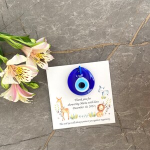 Lembrancinhas em massa para chá de bebê, presentes para convidados, contas de mau olhado de vidro azul, chá de bebê para meninas, chá de bebê para meninos, memórias personalizadas exclusivas, presente rústico