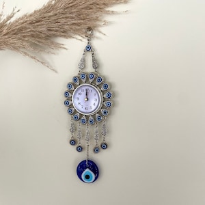 Evil Eye Wall Clock: Bohemian Home Decor, Turkish Nazar Boncuk