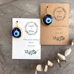 Eukalyptus-Hochzeitseinladung, türkisches Auge, personalisierte Karten, Massengeschenke für Gäste, grüne Gastgeschenke, Glücksbringer, Nazar