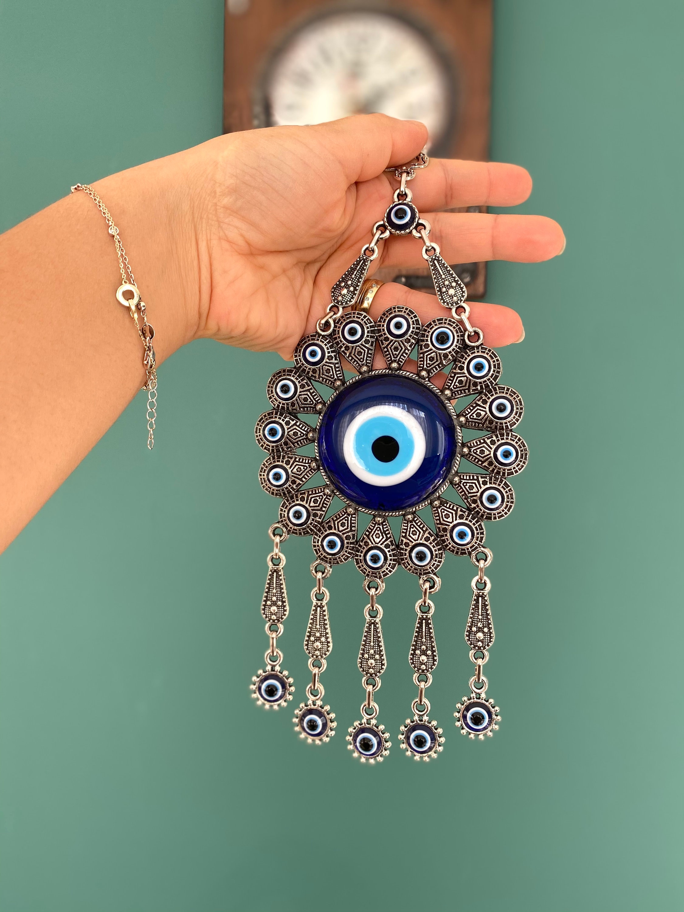 Evil Eye Wall Decor Evil Eye Home Decor Metal Wall Art Blue Etsy UK