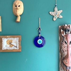 Boze oog muur decor, blauw glas boze oog muur opknoping, Turkse boze oog, Griekse kunst aan de muur, Nazar Boncuk, kerstcadeau, housewarming cadeau