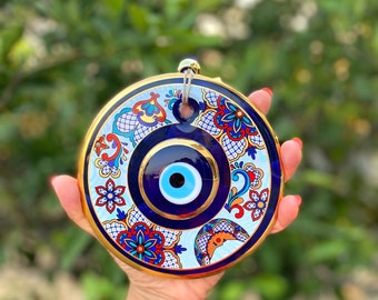 Glass Evil Eye Wall Hanging: Authentic Turkish Home Decor