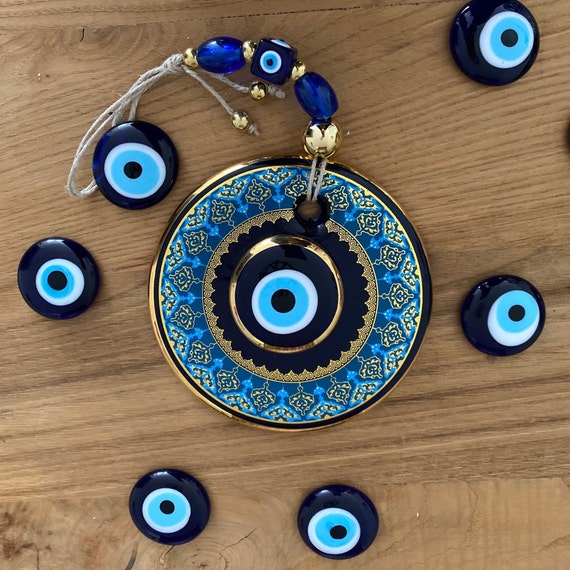 Evil Eye Wandbehang, Nazar Boncuk, Türkische Dekoration, Big Evil Eye,  große runde Perle, Böses Auge aus Glas, Evil Eye Ornament, griechisch,  Tulip Art -  Schweiz
