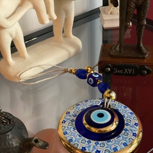 Blue Evil Eye Wall Hanging: Glass Nazar Boncuk Amulet image 8