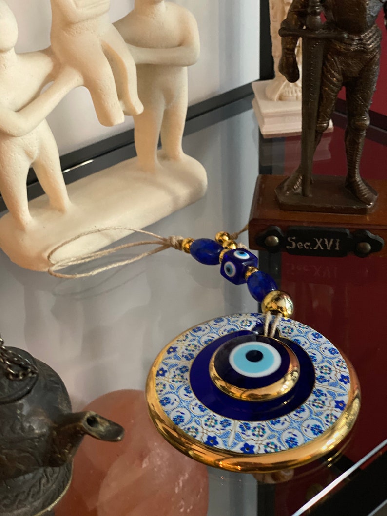 Blue Evil Eye Wall Hanging: Glass Nazar Boncuk Amulet image 8