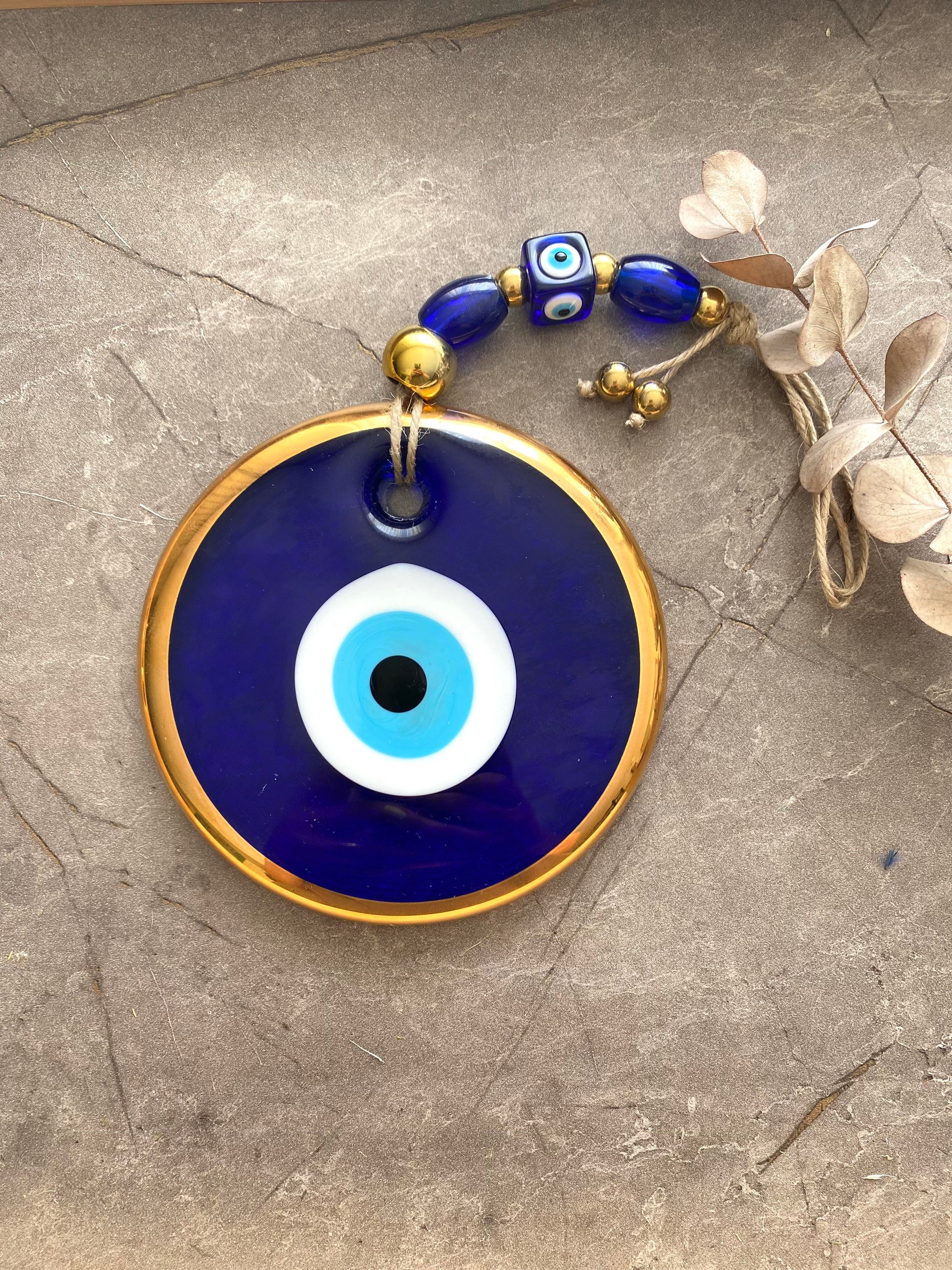 Gold Evil Eye Wall Hanging Home Decoration Greek Mati Turkish Evil Eye Blue  Glass Bead Evil Eye Ornament Good Luck Charm 