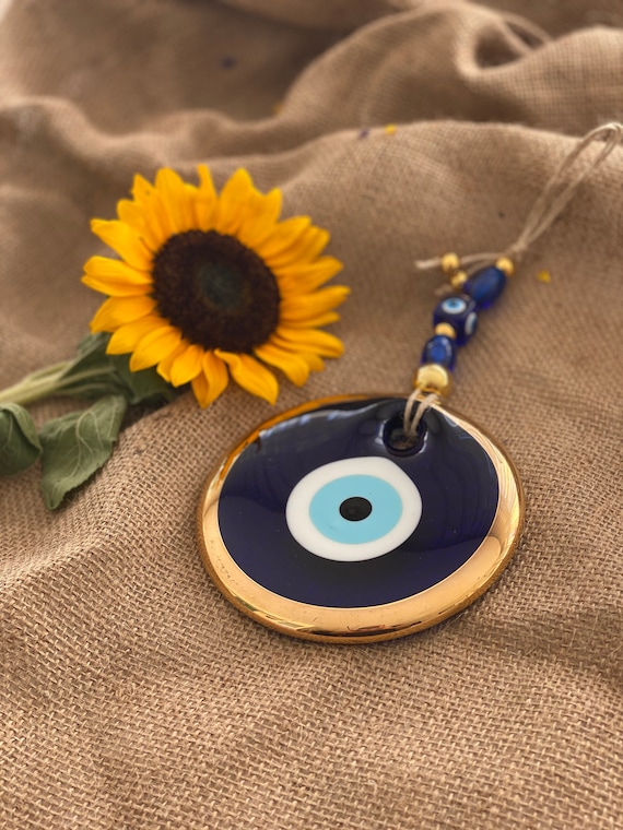 Occhio Turco Blu Vetro 5cm - Amuleto Portafortuna Da Parete O Auto - Contro Malocchio