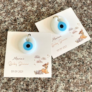 Evil Eye Baby Shower Favors, personalisierte Dankeskarten, Schutz, neue Baby-Geschenke für Gäste in loser Schüttung, Glücksbringer, griechische Gastgeschenke