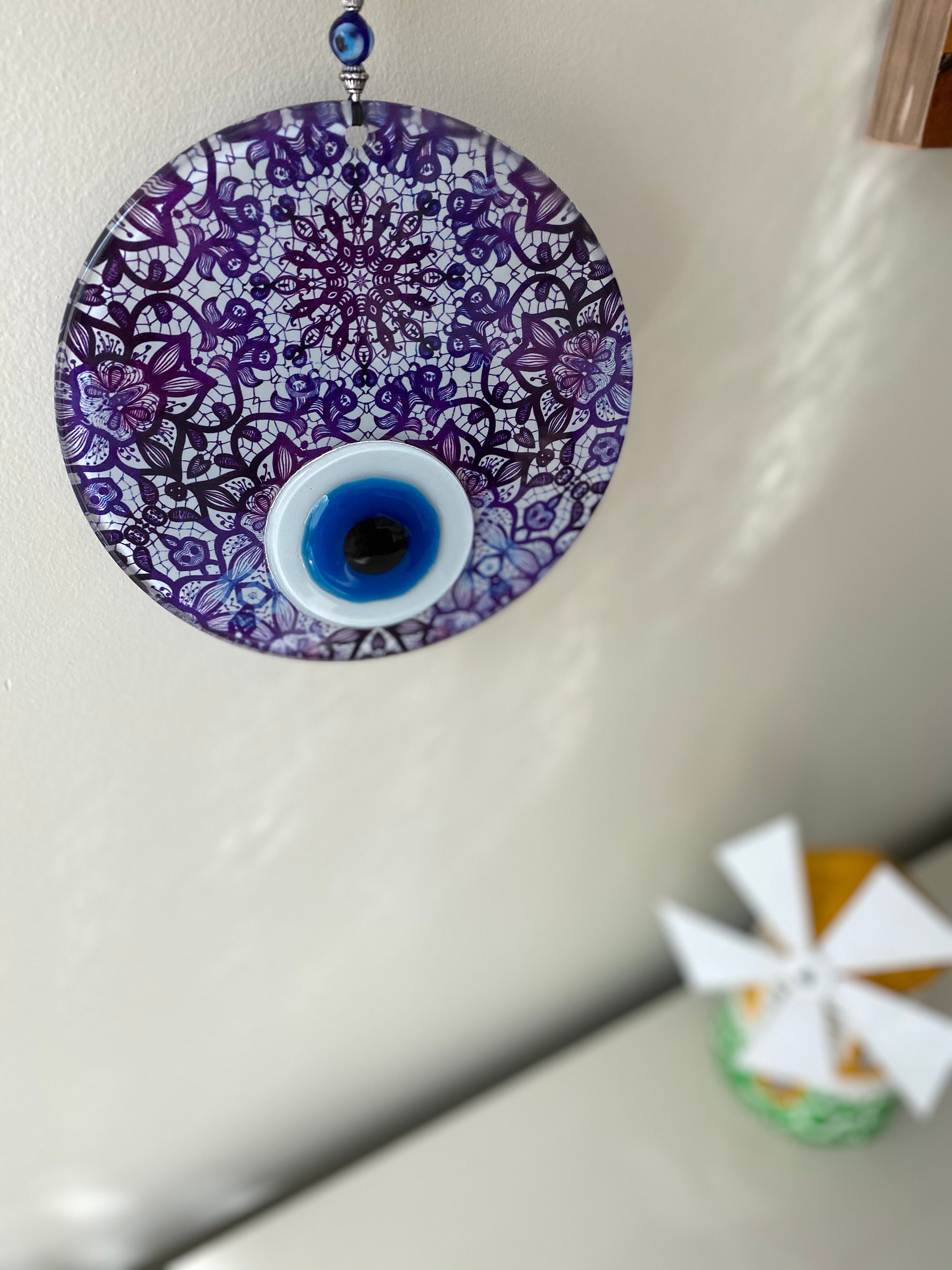 Evil Eye Wall Decor Evil Eye Home Decor Purple Glass Evil Etsy